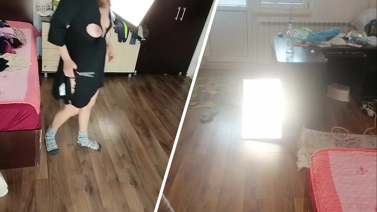 Preview supplied for Amateur Latina Tries On Clothes And Cuts Them