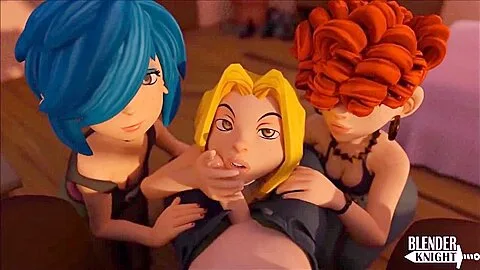Preview supplied for The Kanker Stepsisters Team Up To Suck A 3d Cock