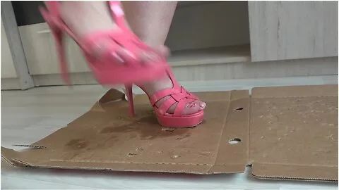 Preview supplied for Big Legs In Open Shoes Crush And Trample The Box With High Heels To Cod