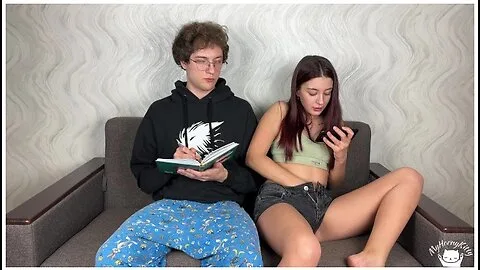 Preview supplied for Stepbrother teases his stepsister with skilled fingers until she cums watching porn