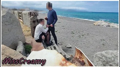Preview supplied for Dick Flash! Risky Blowjob On Beach: Stocking Teacher And Student Almost Caught!