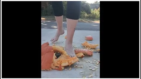 Preview supplied for Stomping Out And Smashing A Whole Pumpkin With My Barefeet