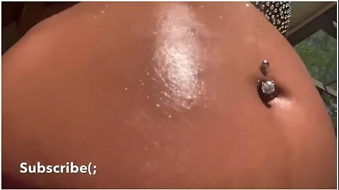 Preview supplied for Pregnant Chick Oiling Herself Down By The Pool!