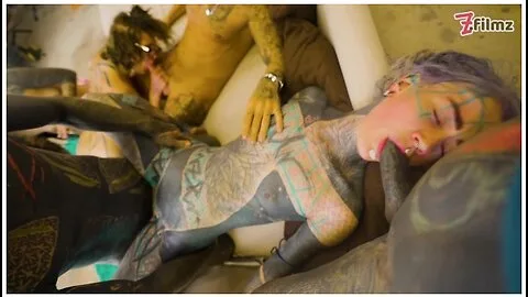 Preview supplied for Tattooed babes go wild with Morea Black—rough orgy action