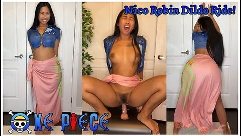 Preview supplied for Nico Robin strips and rides a dildo in cosplay