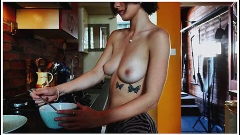 Preview supplied for Cute Brunette Cooks Naked And Masturbates